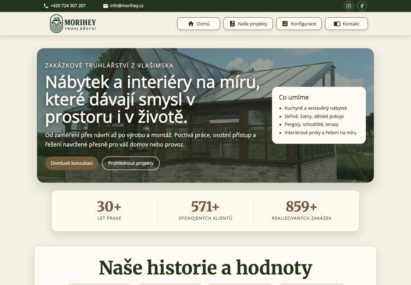 Desktop náhled webu Morihey