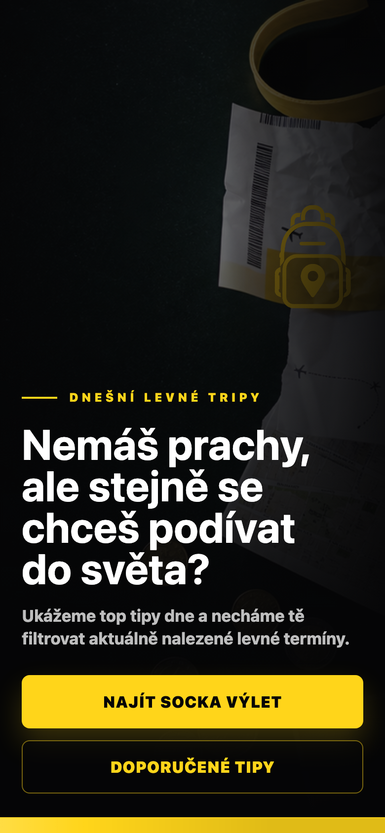 Mobilní náhled webu Socka Travel